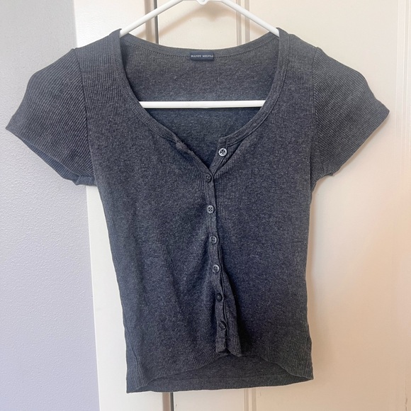 Brandy Melville dark grey button top women’s size small - Picture 1 of 3